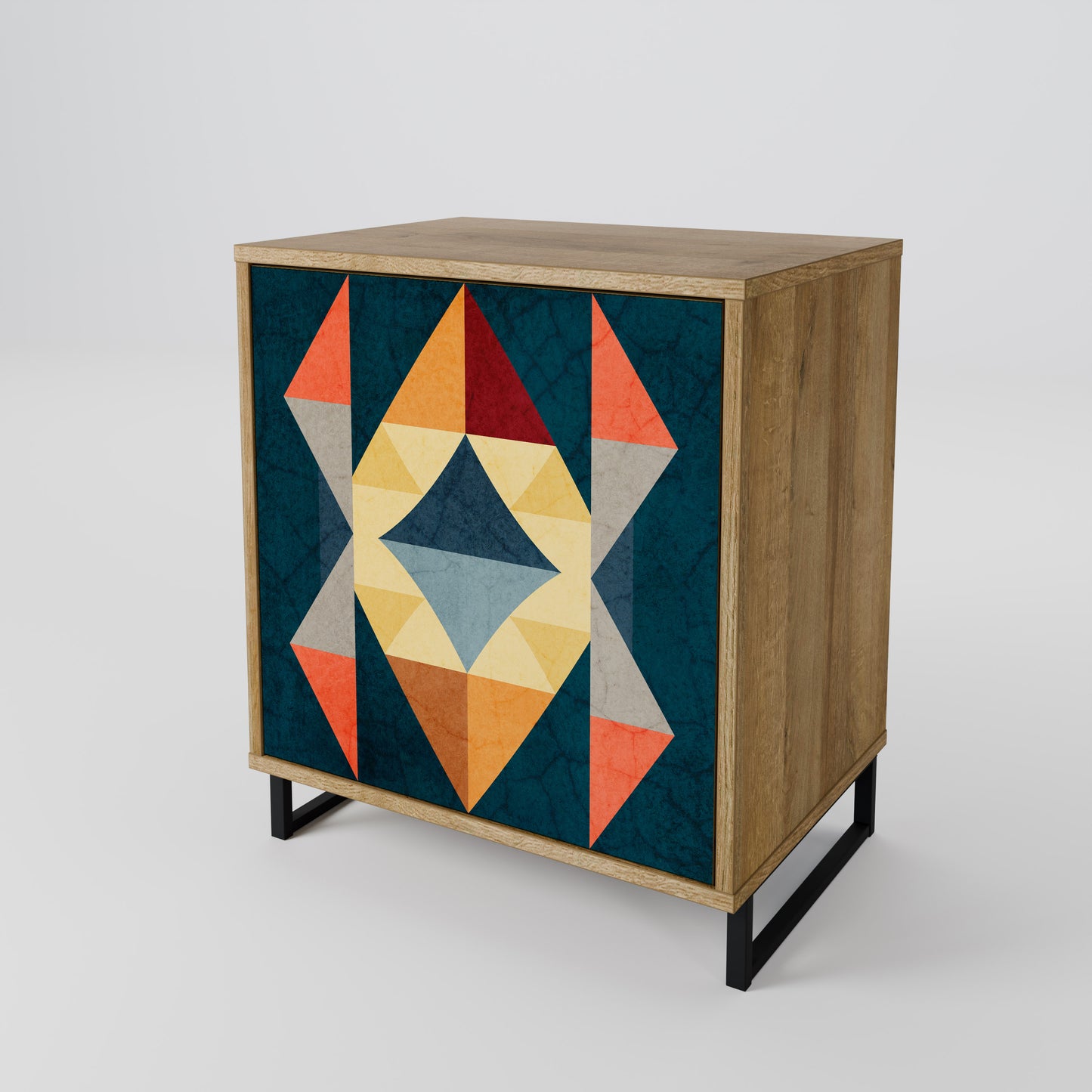 CRACKED ILLUSION 1-Door Sideboard in Oak Effect