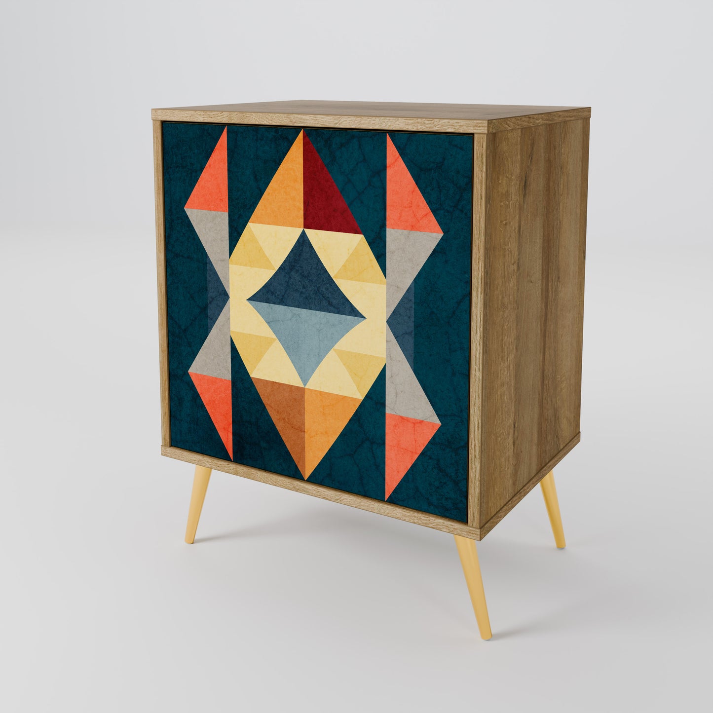 CRACKED ILLUSION 1-Door Sideboard in Oak Effect