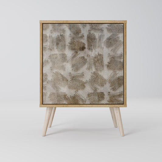 Credenza a 1 anta leggermente sfocata effetto rovere