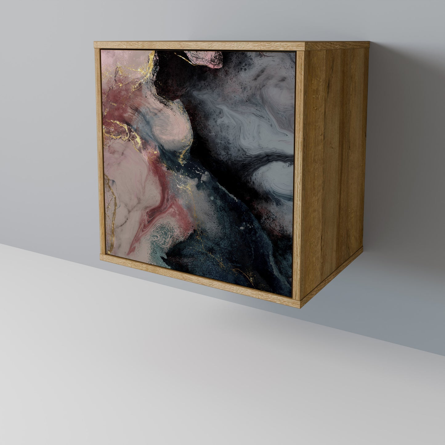 GILDED SWIRLS 1-Door Sideboard in Oak Effect