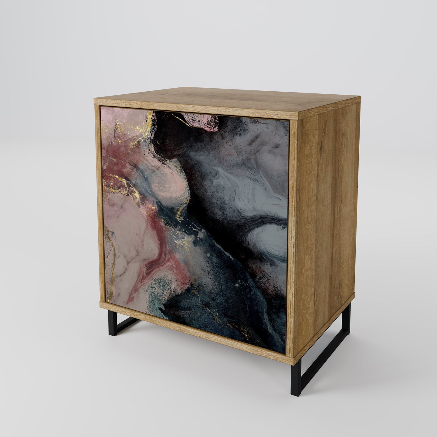 GILDED SWIRLS 1-Door Sideboard in Oak Effect