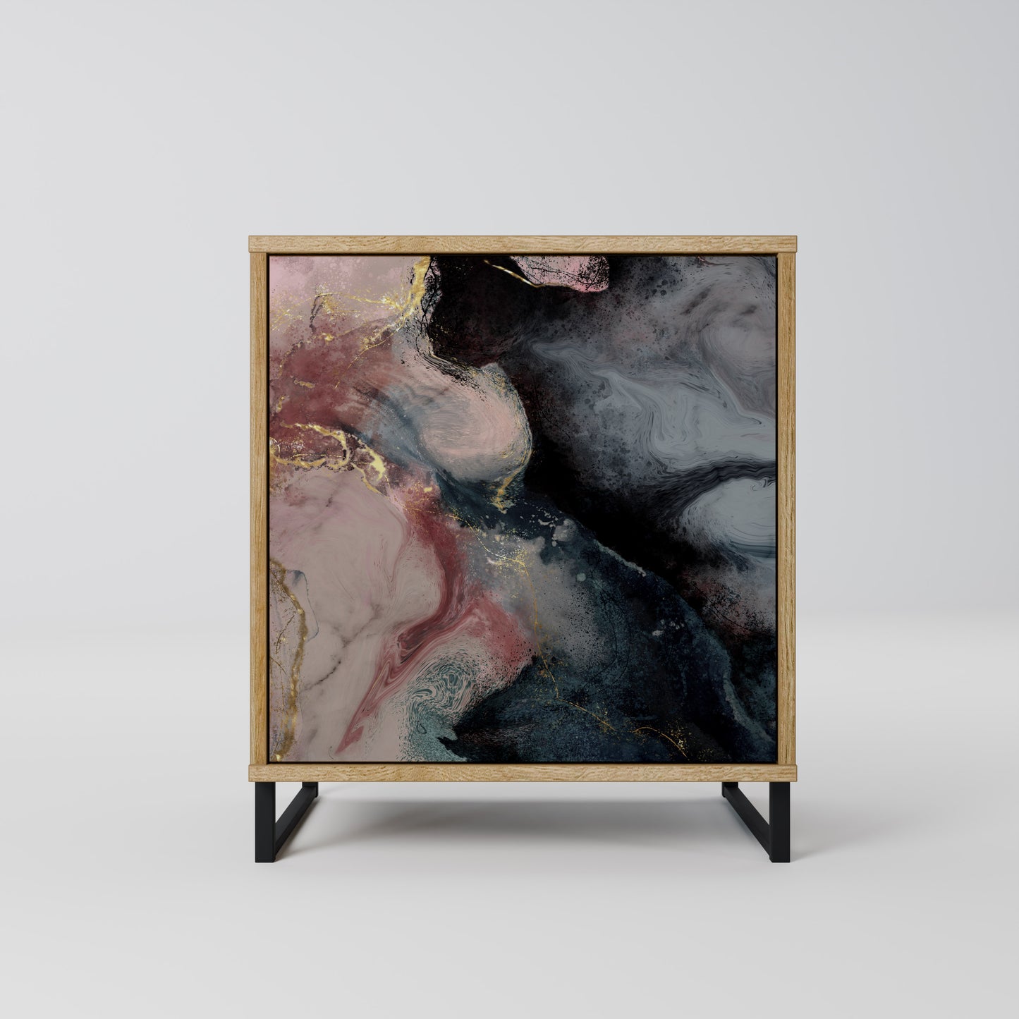 GILDED SWIRLS 1-Door Sideboard in Oak Effect