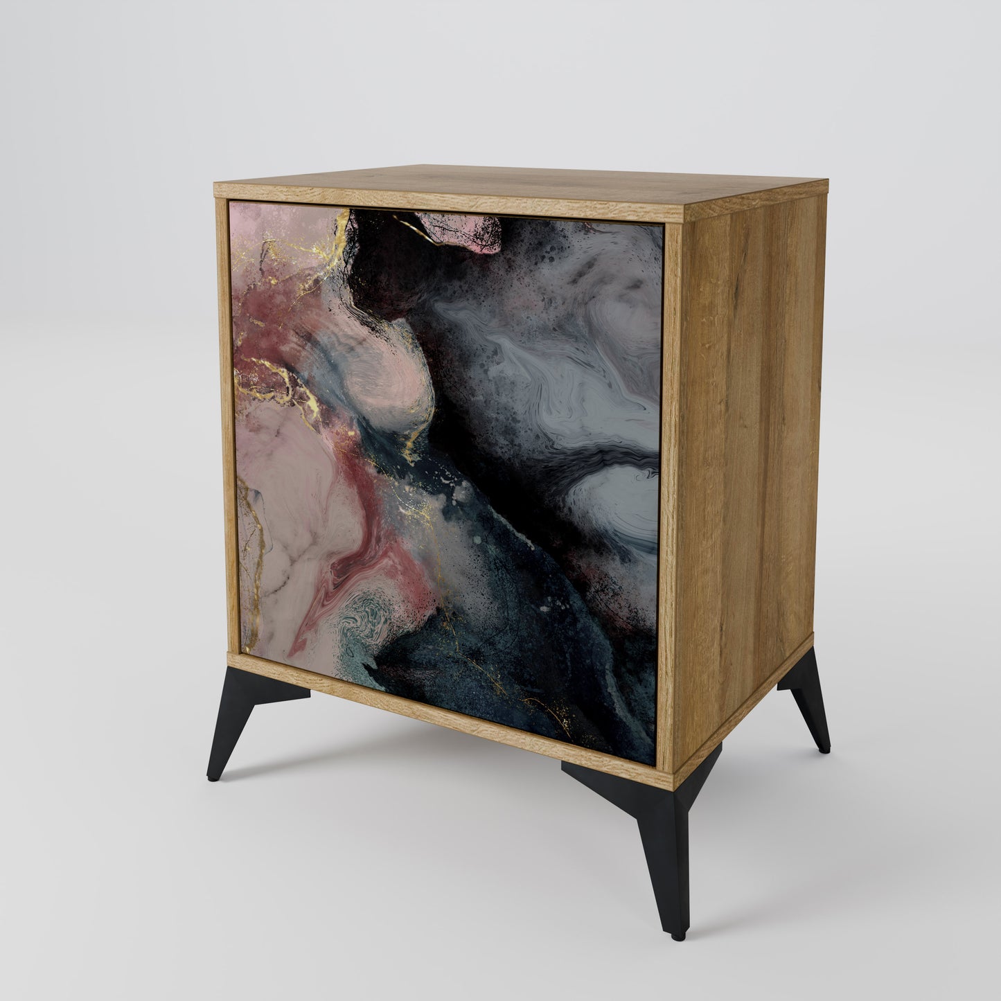 GILDED SWIRLS 1-Door Sideboard in Oak Effect