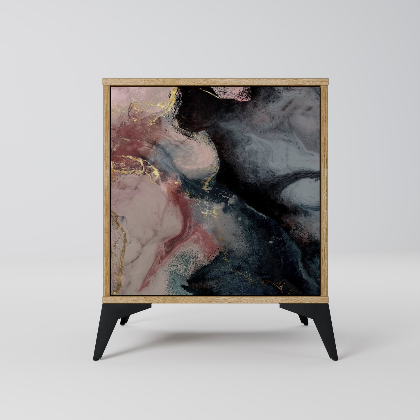 GILDED SWIRLS 1-Door Sideboard in Oak Effect