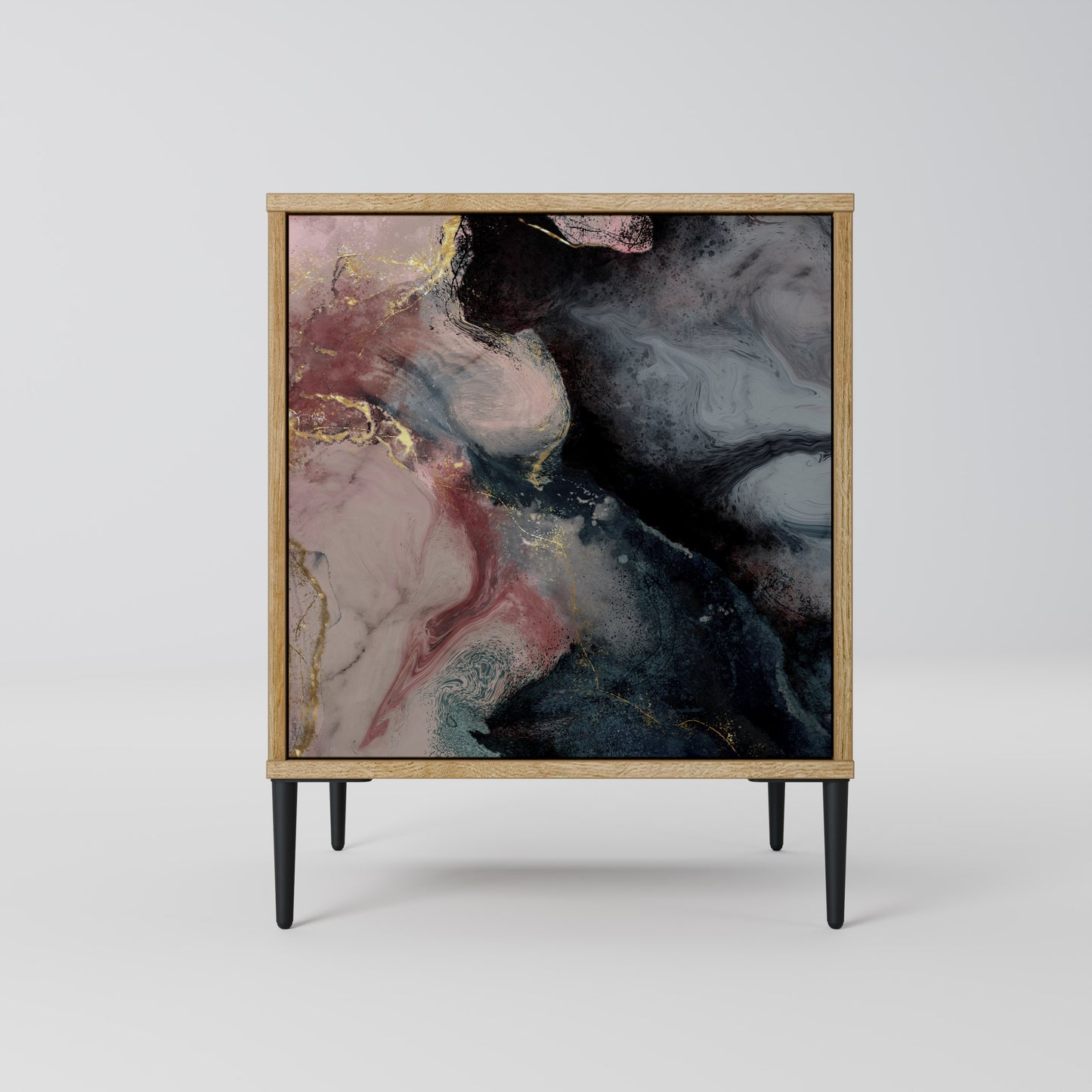 GILDED SWIRLS 1-Door Sideboard in Oak Effect