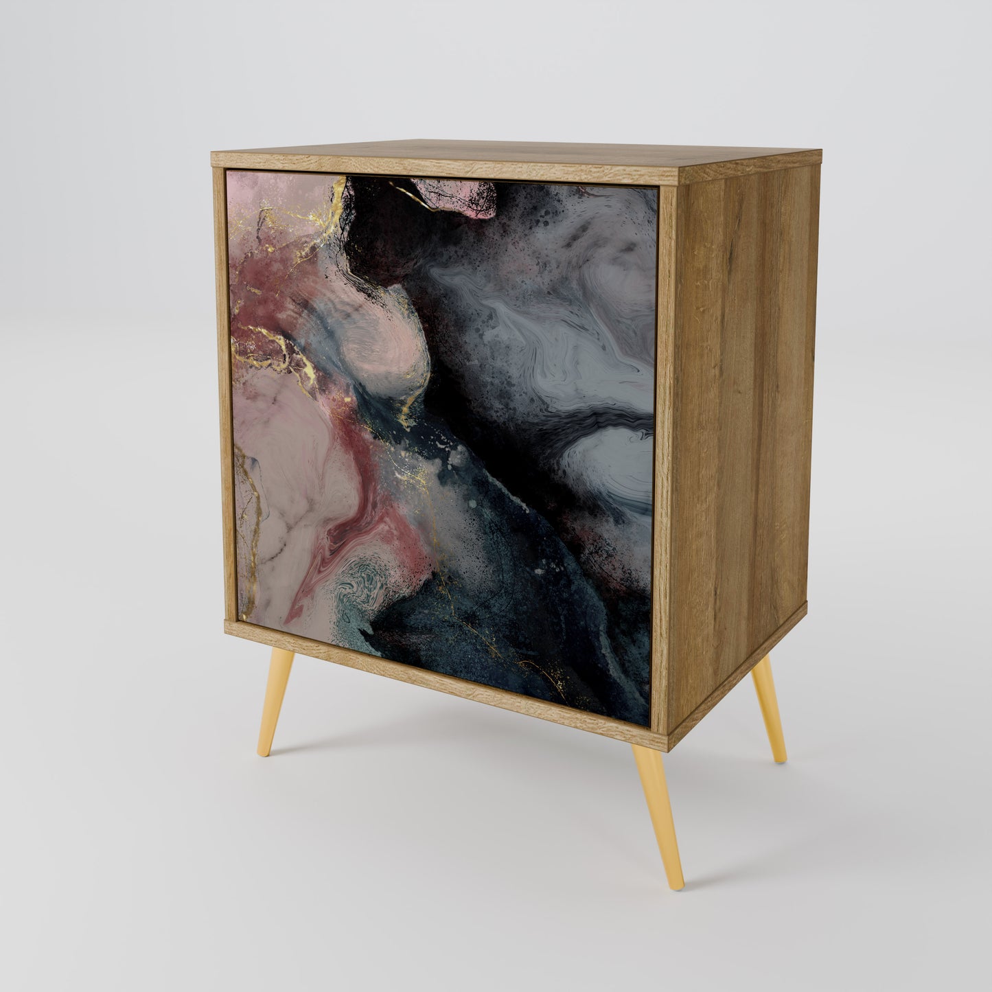 GILDED SWIRLS 1-Door Sideboard in Oak Effect