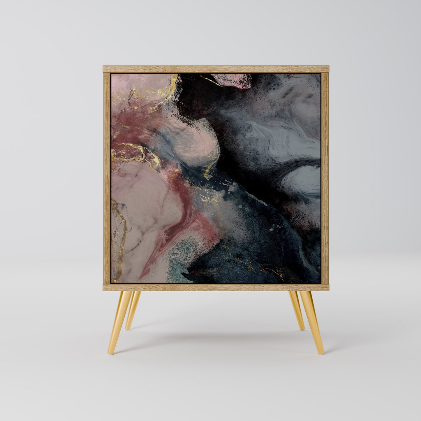 GILDED SWIRLS 1-Door Sideboard in Oak Effect