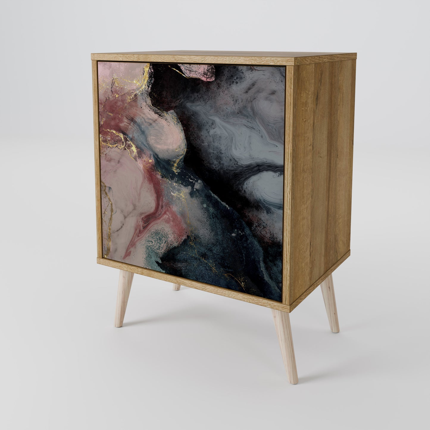 GILDED SWIRLS 1-Door Sideboard in Oak Effect