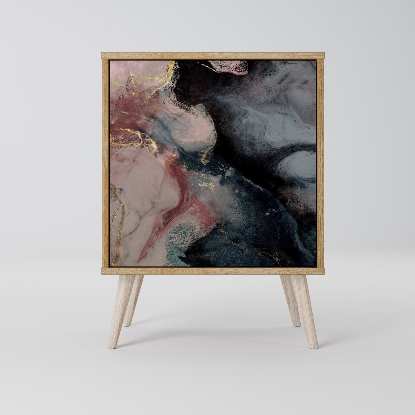 GILDED SWIRLS 1-Door Sideboard in Oak Effect