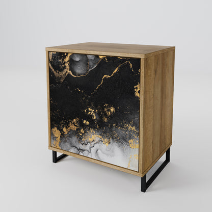 Credenza MARBLE OF TOMMORROW a 1 anta effetto rovere