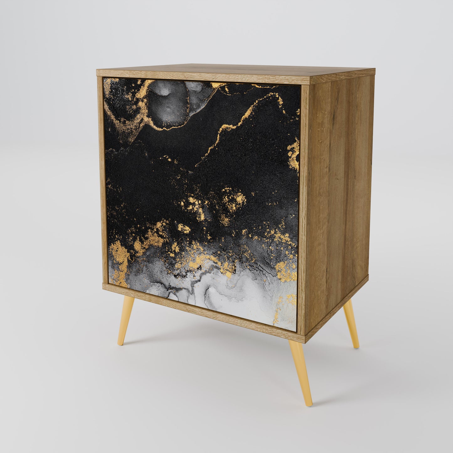 Credenza MARBLE OF TOMMORROW a 1 anta effetto rovere