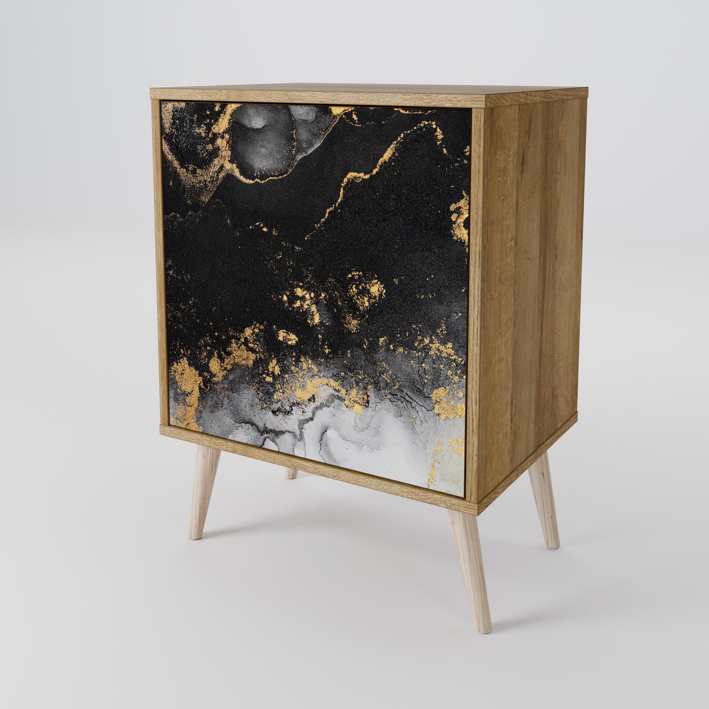 Credenza MARBLE OF TOMMORROW a 1 anta effetto rovere