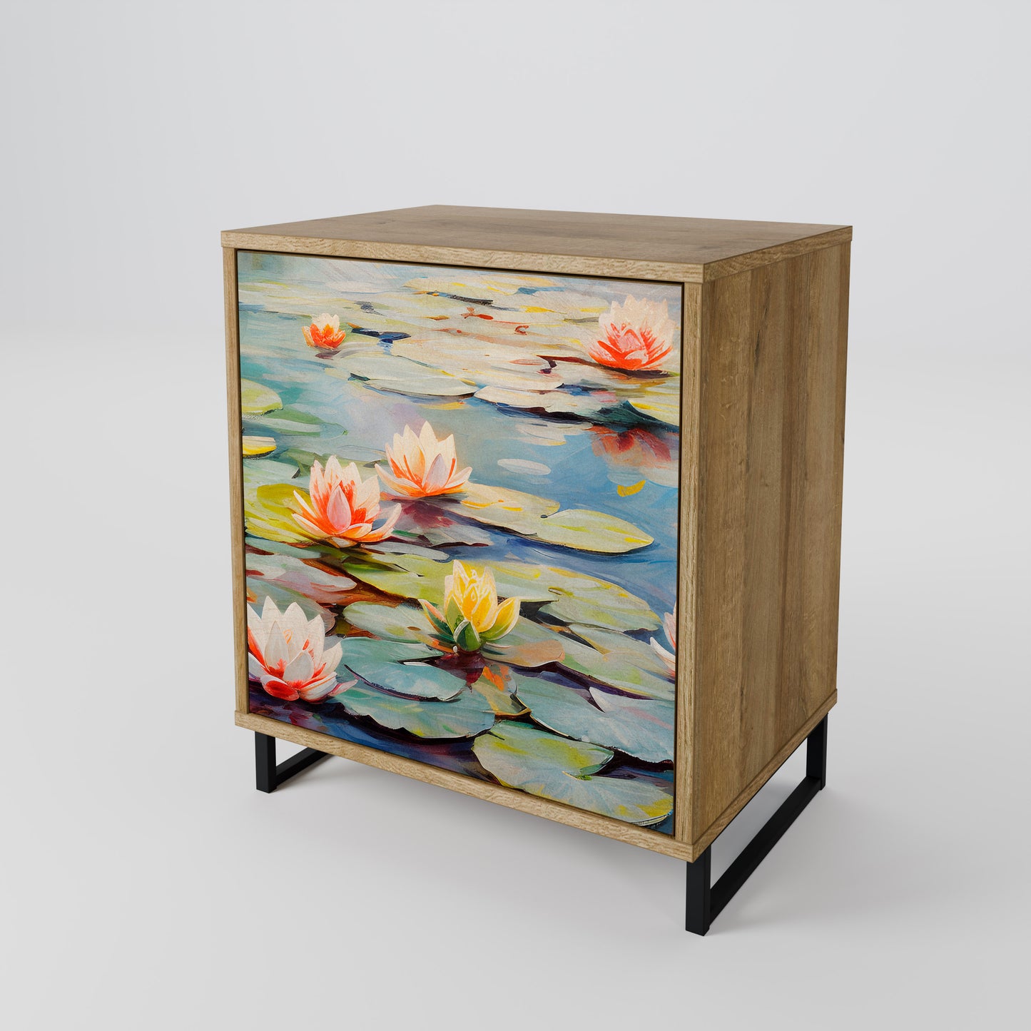 BLOOMING WATERS 1-Door Sideboard in Oak Effect