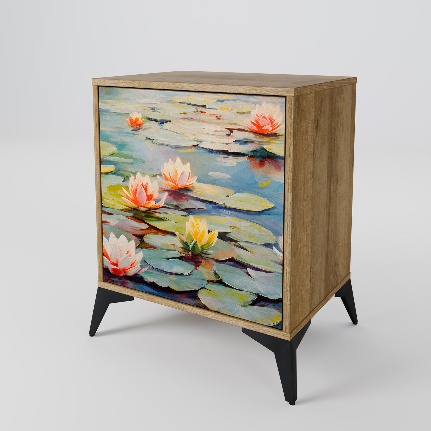 BLOOMING WATERS 1-Door Sideboard in Oak Effect