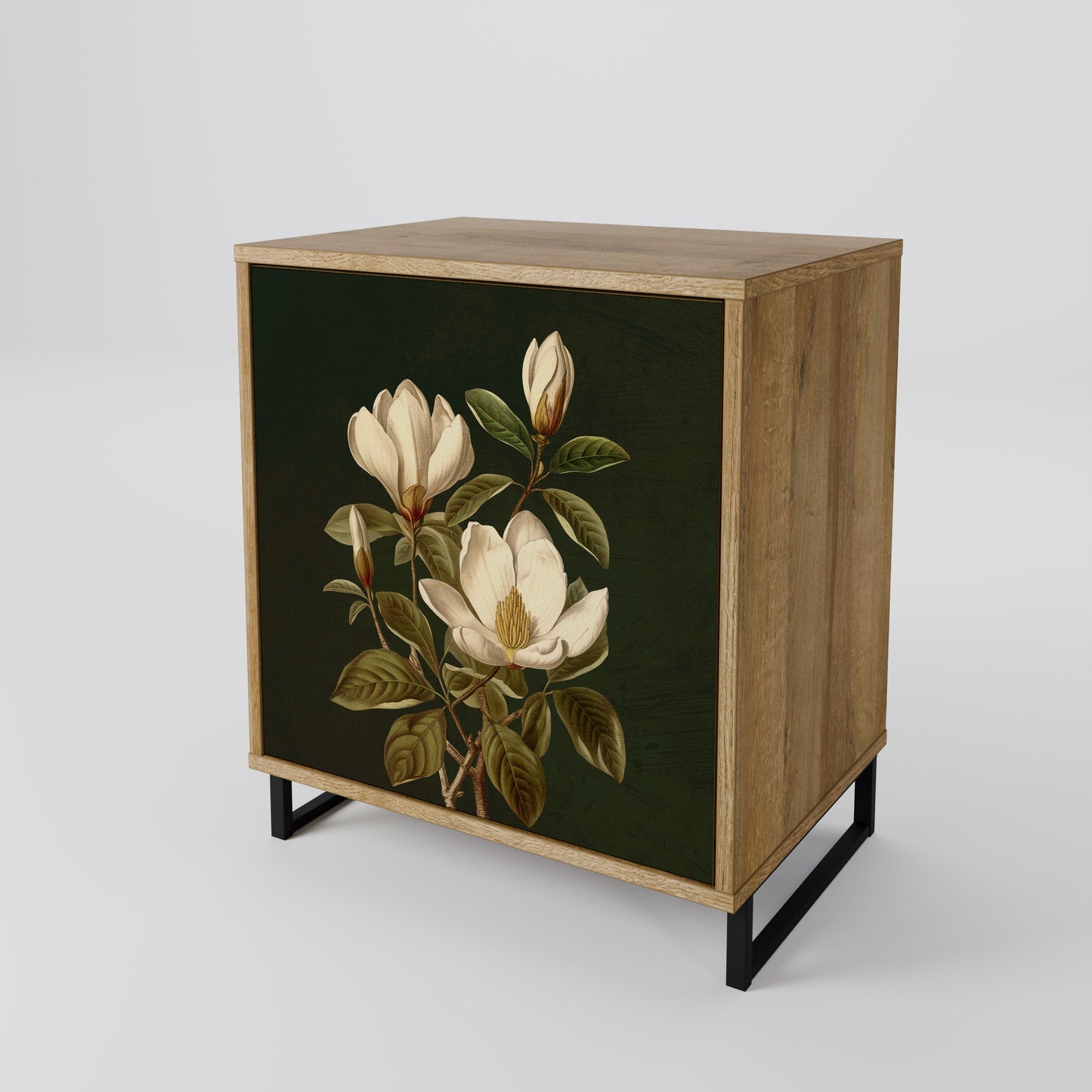 FLORAL NOIR 1-Door Sideboard in Oak Effect