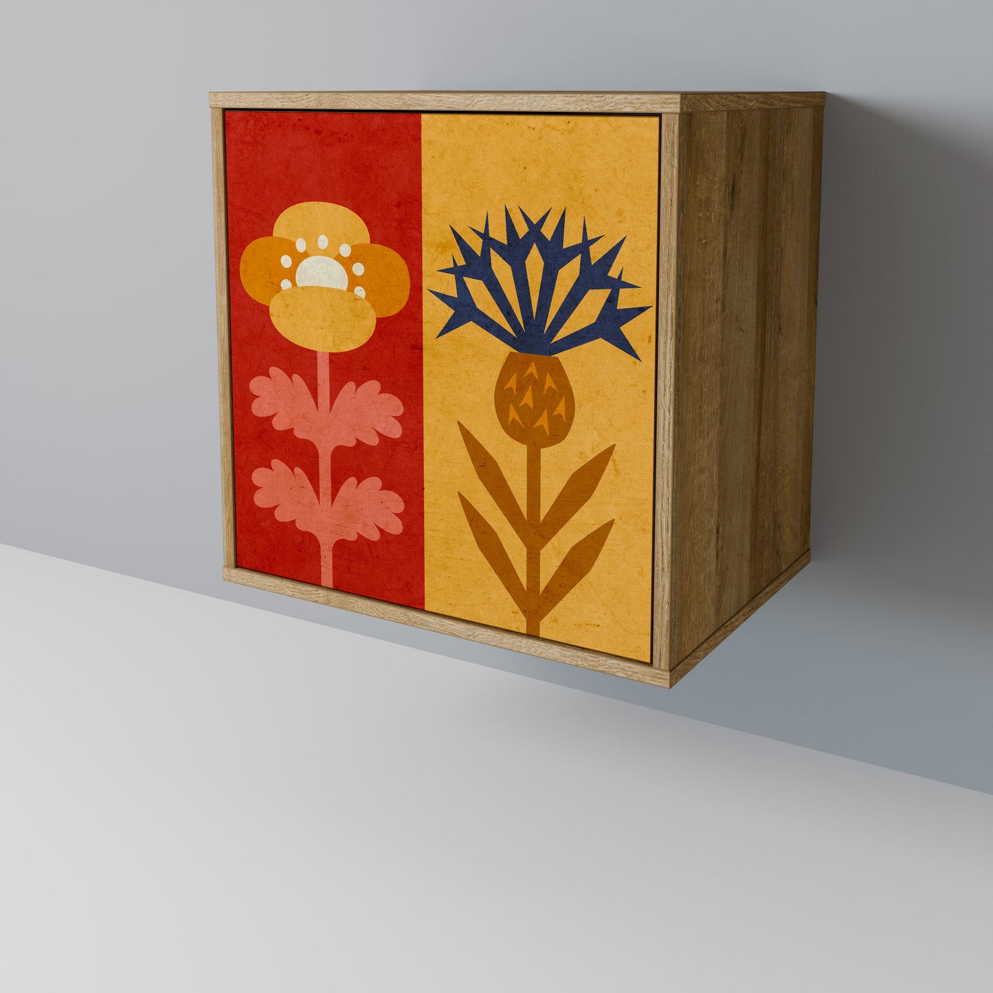 Credenza SCANDIC FLOWERET a 1 anta effetto rovere