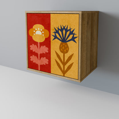 Credenza SCANDIC FLOWERET a 1 anta effetto rovere