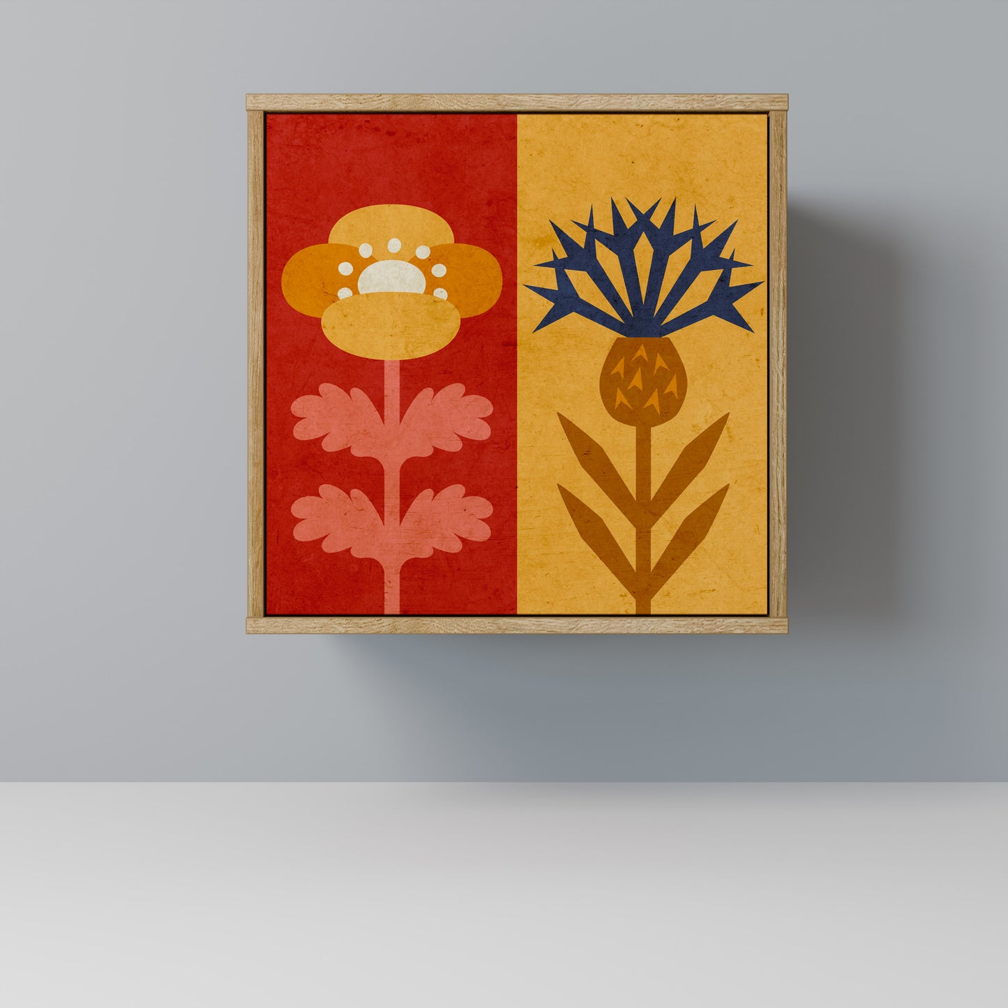 Credenza SCANDIC FLOWERET a 1 anta effetto rovere