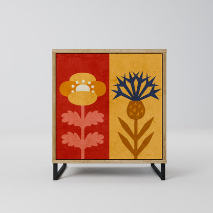 Credenza SCANDIC FLOWERET a 1 anta effetto rovere