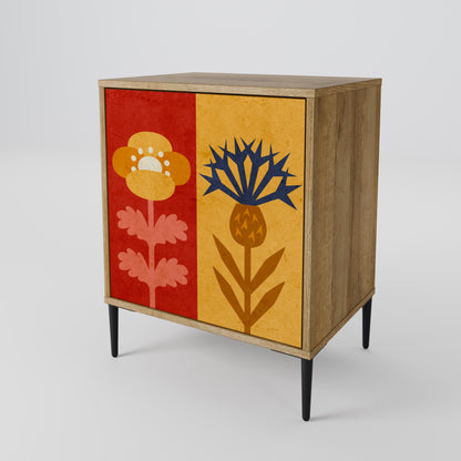 Credenza SCANDIC FLOWERET a 1 anta effetto rovere