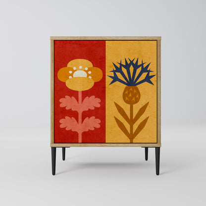 Credenza SCANDIC FLOWERET a 1 anta effetto rovere