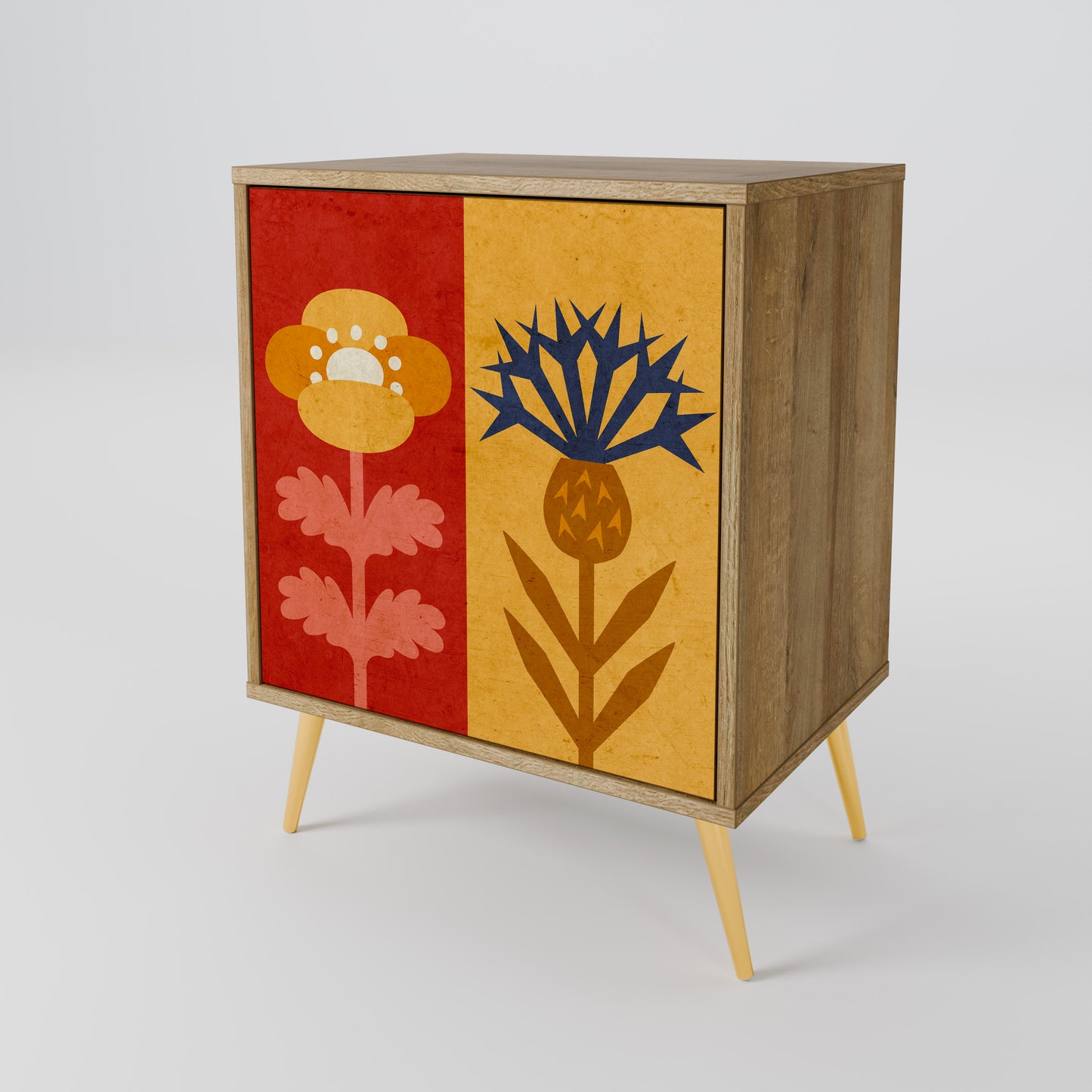 Credenza SCANDIC FLOWERET a 1 anta effetto rovere