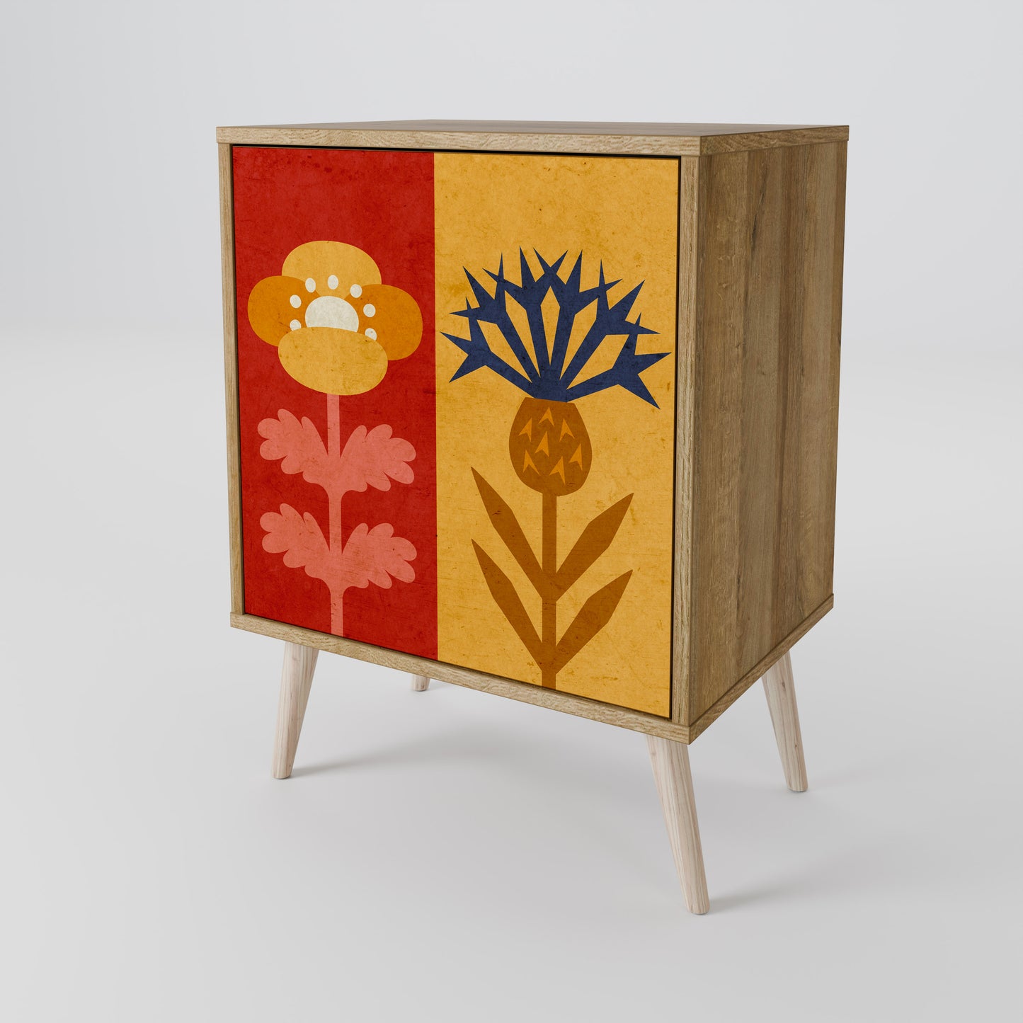 Credenza SCANDIC FLOWERET a 1 anta effetto rovere