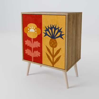 Credenza SCANDIC FLOWERET a 1 anta effetto rovere