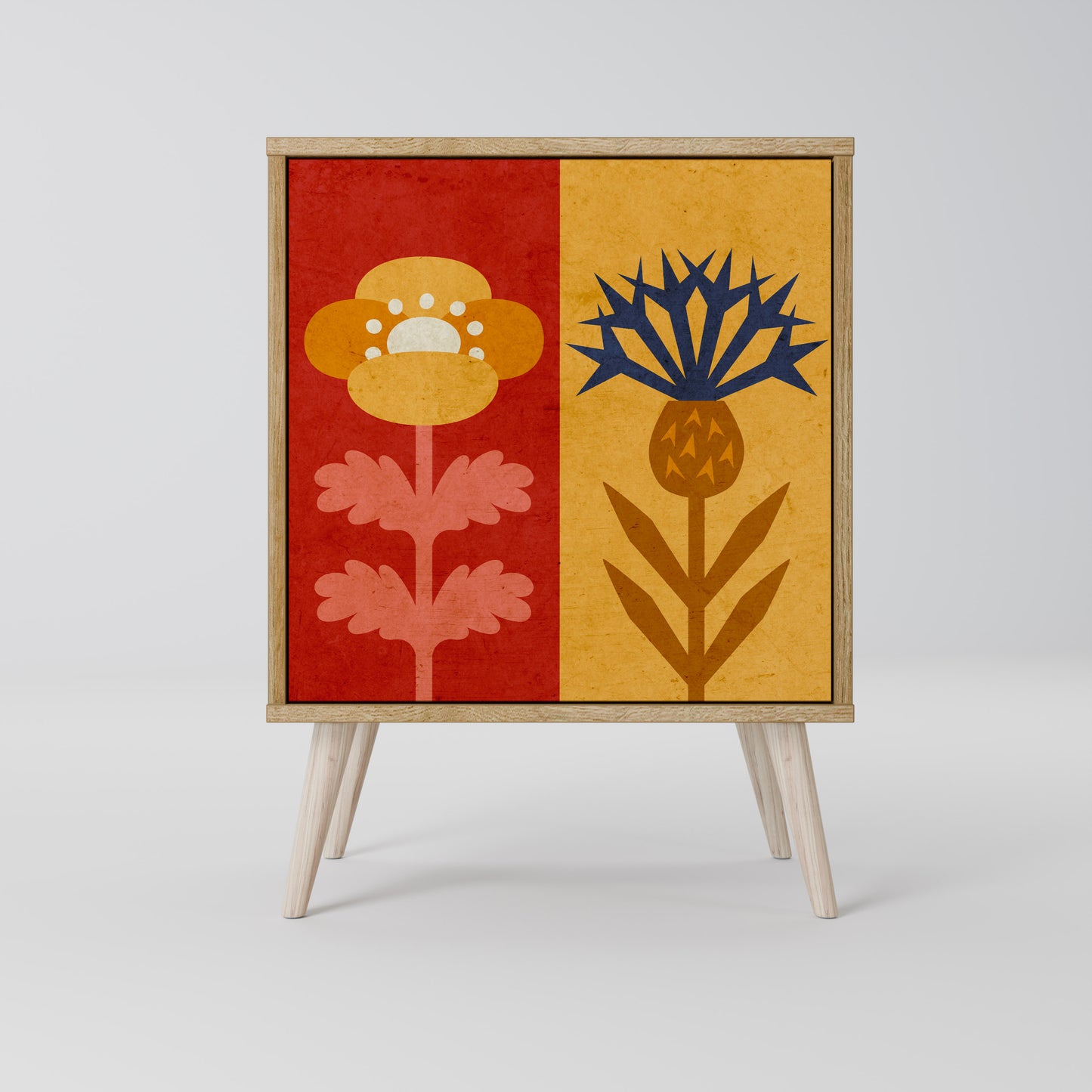 Credenza SCANDIC FLOWERET a 1 anta effetto rovere