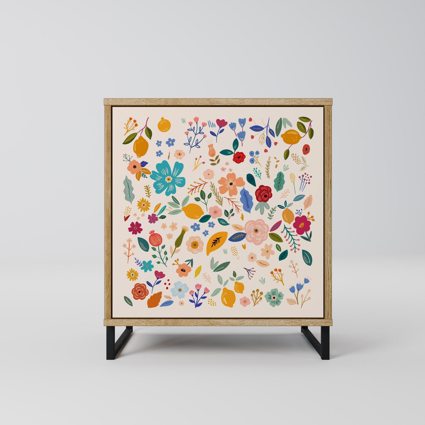 Credenza a 1 anta FLORAL COMBINATION effetto rovere