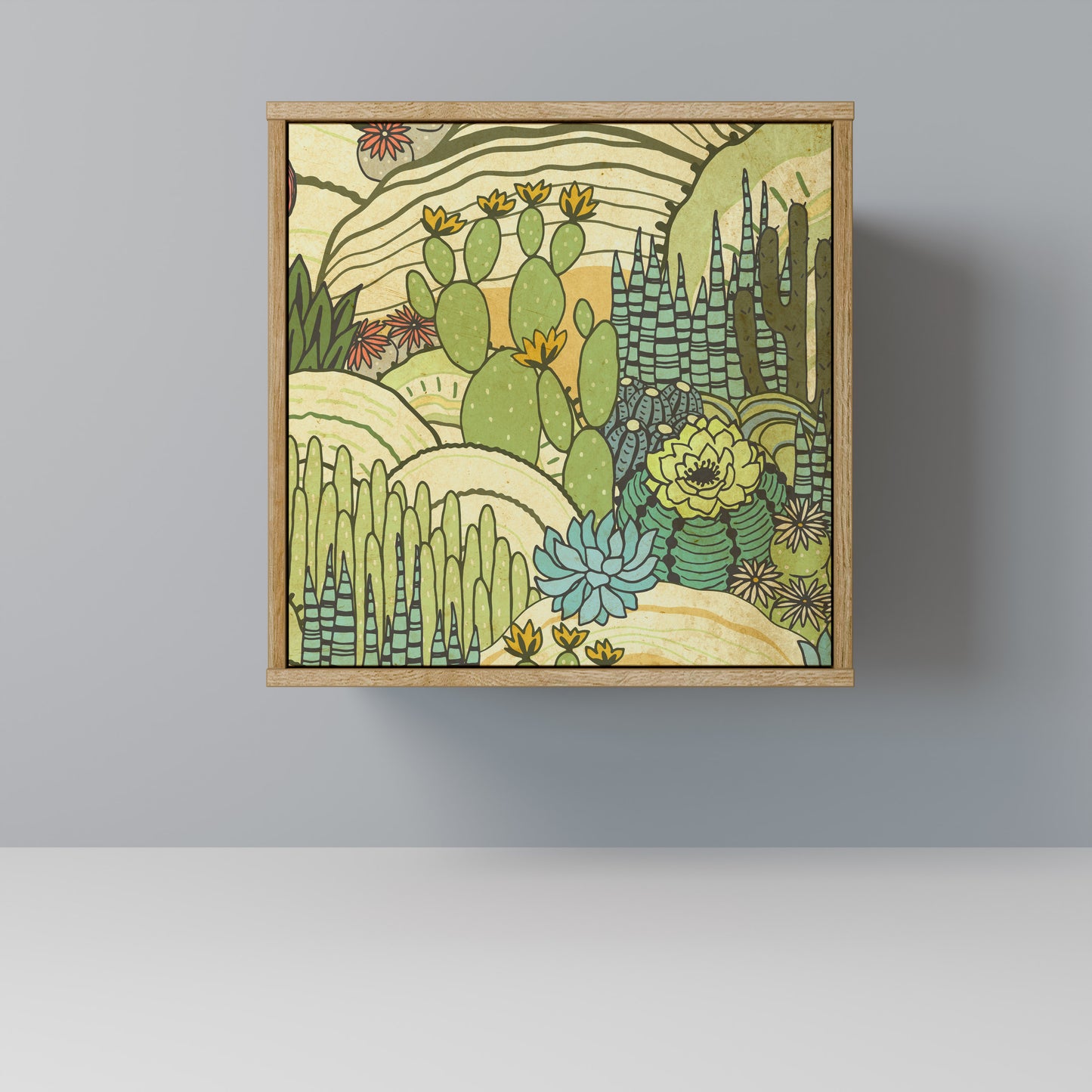 SUCCULENTS KALEIDOSCOPE 1-Door Sideboard in Oak Effect