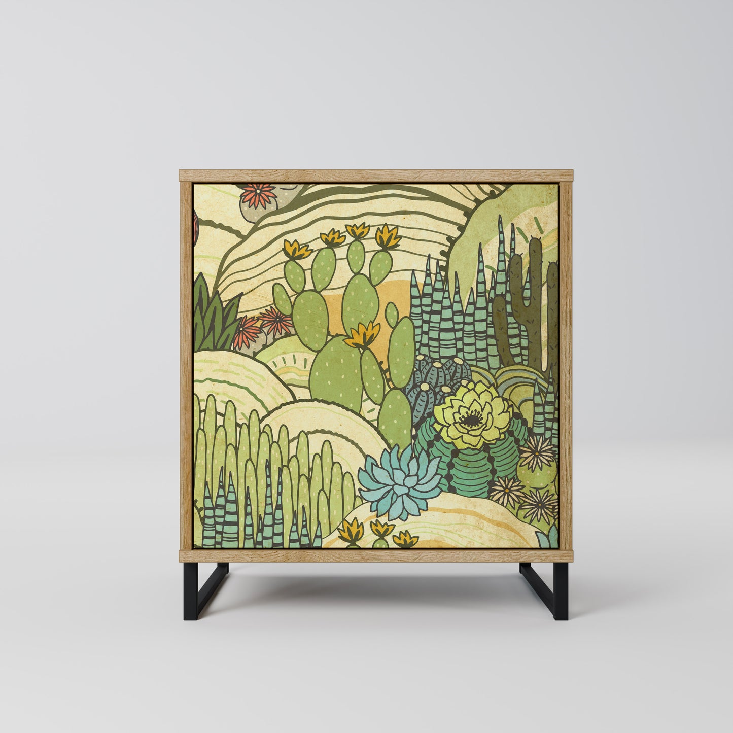 SUCCULENTS KALEIDOSCOPE 1-Door Sideboard in Oak Effect