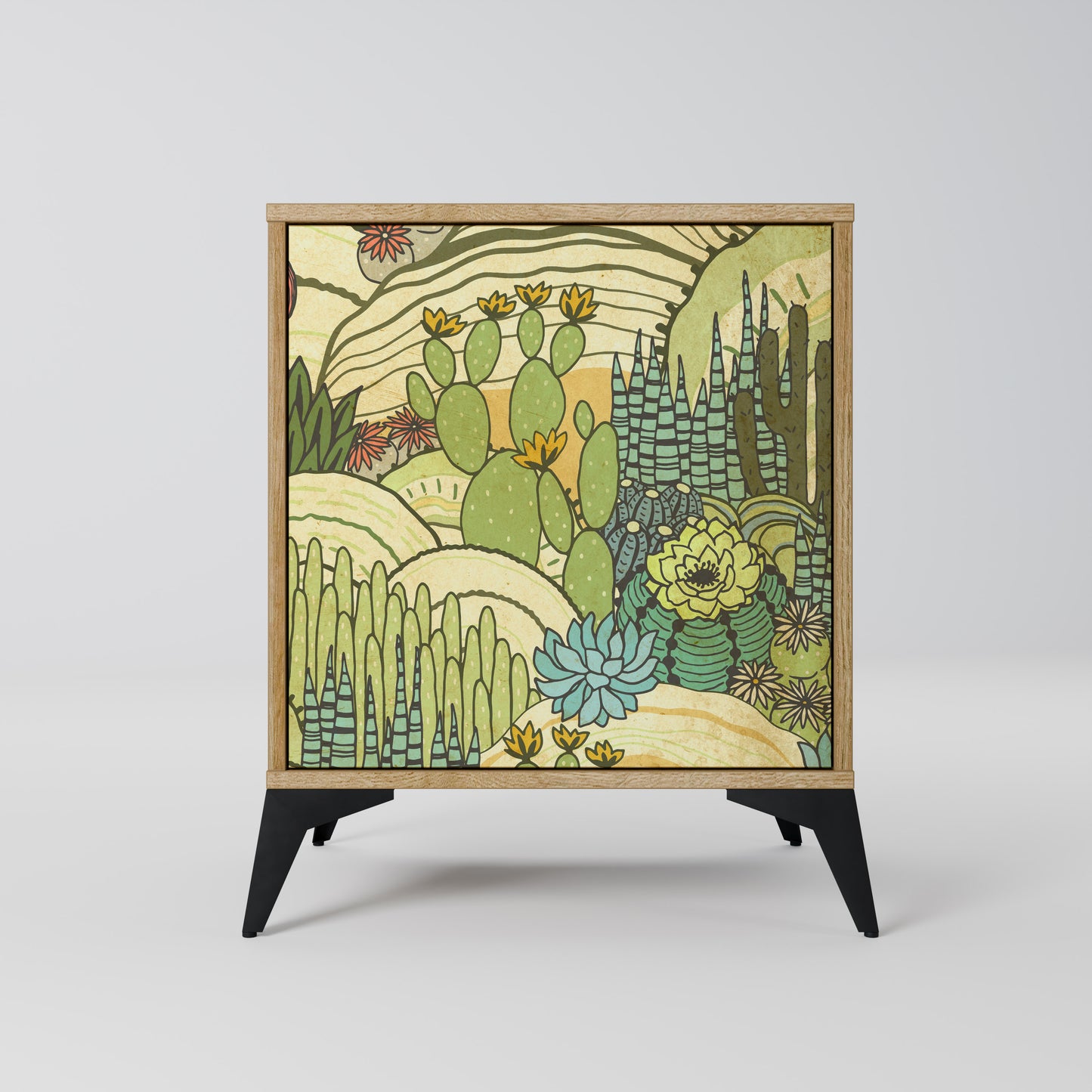 SUCCULENTS KALEIDOSCOPE 1-Door Sideboard in Oak Effect