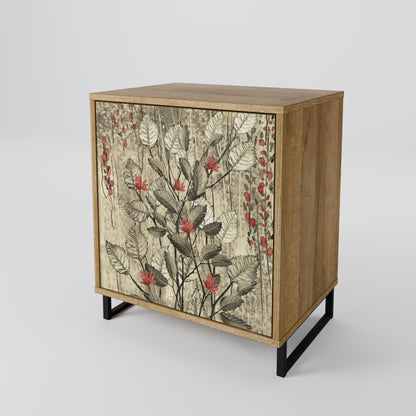 HERBAL GRACE 1-Door Sideboard in Oak Effect