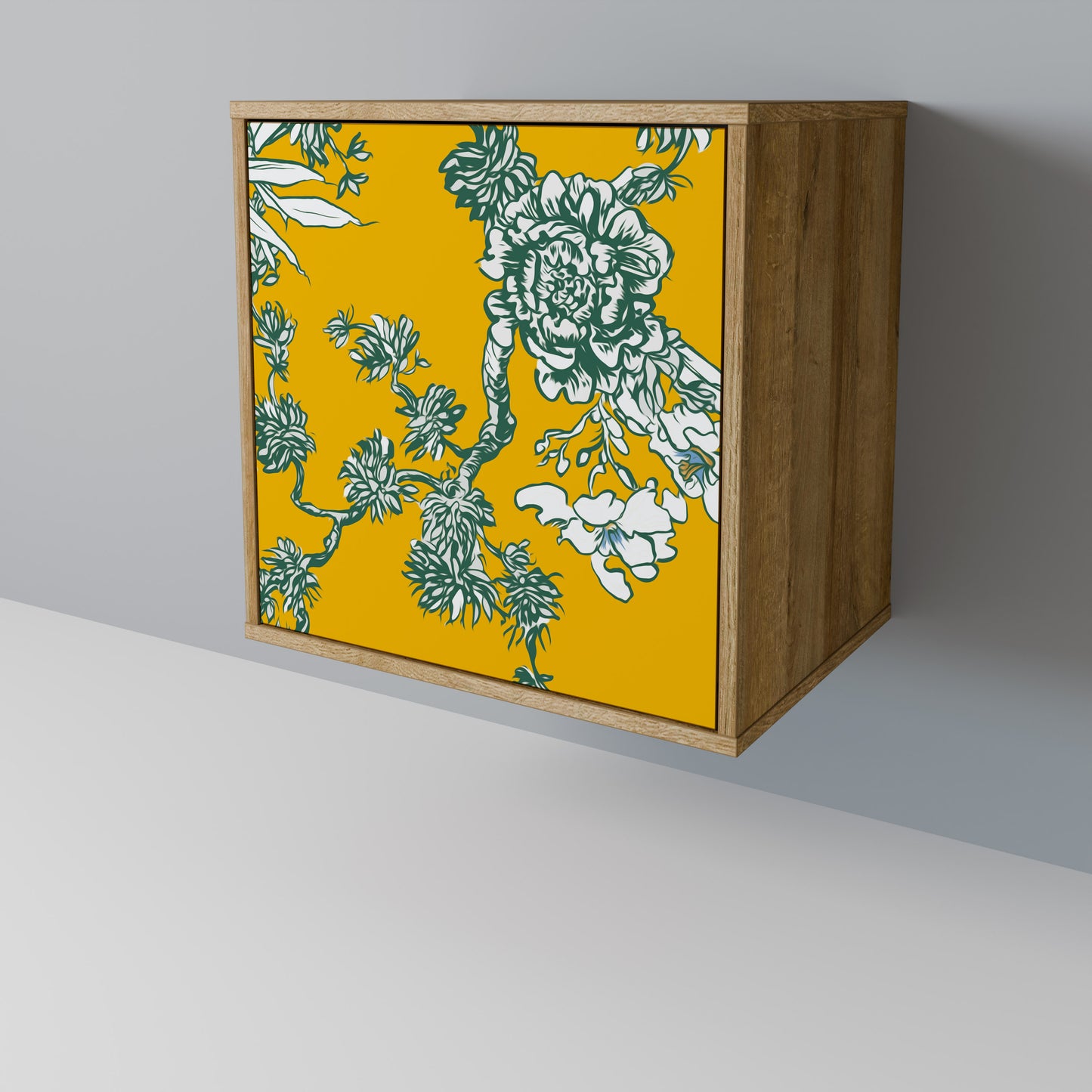 YELLOW CHINOISERIE 1-Door Sideboard in Oak Effect