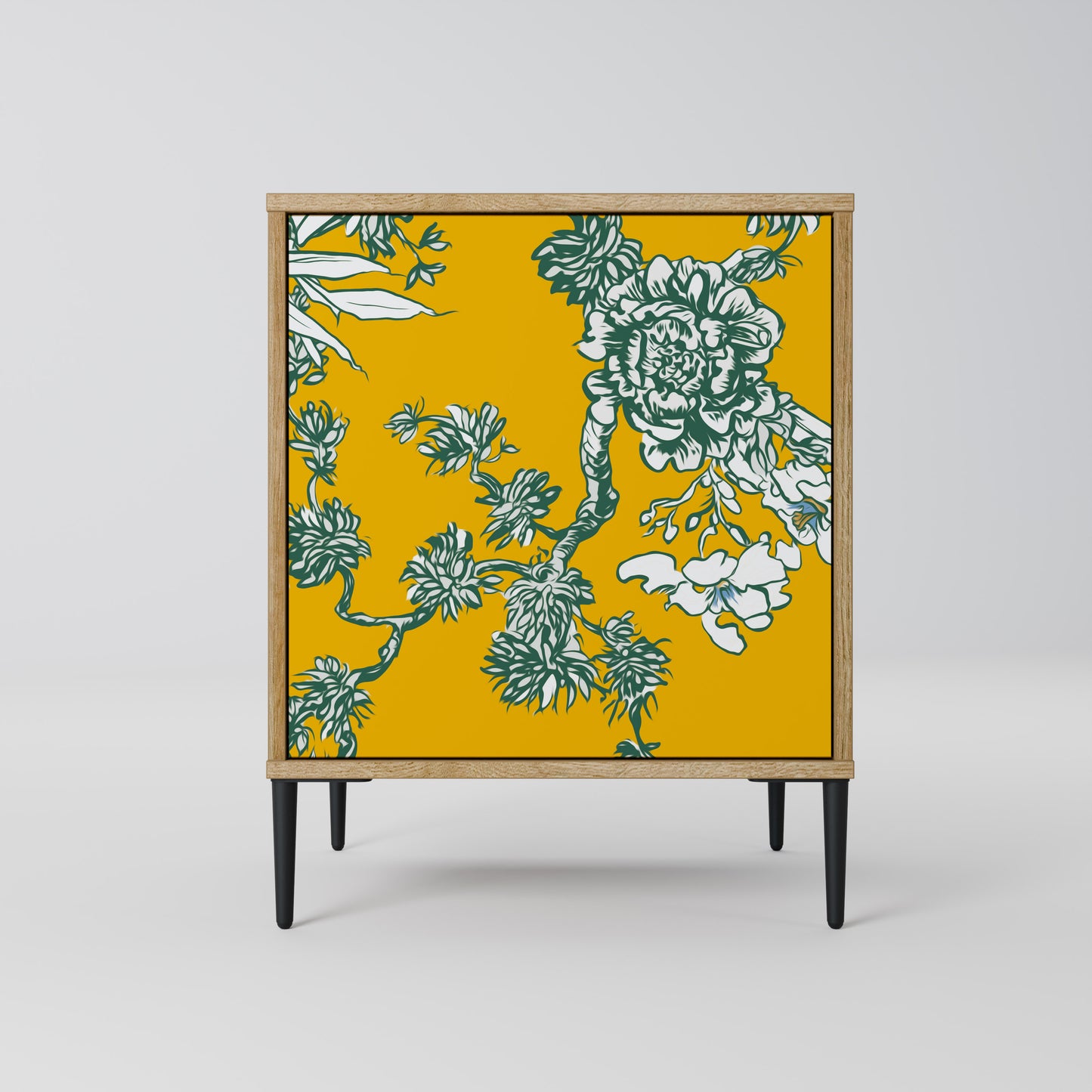 YELLOW CHINOISERIE 1-Door Sideboard in Oak Effect