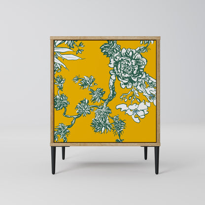 YELLOW CHINOISERIE 1-Door Sideboard in Oak Effect