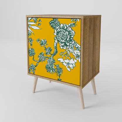 YELLOW CHINOISERIE 1-Door Sideboard in Oak Effect