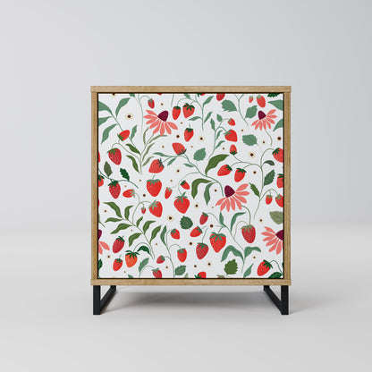 FLOWERS AND STRAWBERRIES 1-Door Sideboard in Oak Effect