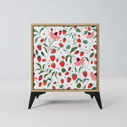 FLOWERS AND STRAWBERRIES 1-Door Sideboard in Oak Effect
