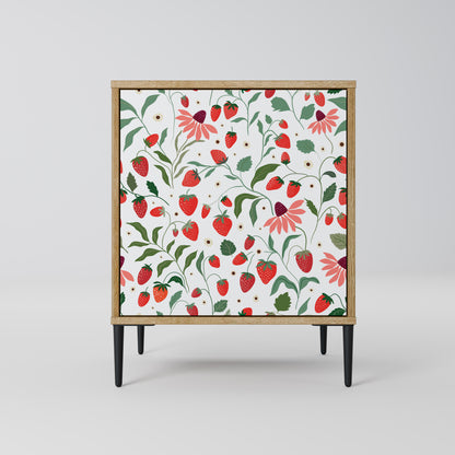 FLOWERS AND STRAWBERRIES 1-Door Sideboard in Oak Effect