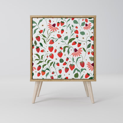 FLOWERS AND STRAWBERRIES 1-Door Sideboard in Oak Effect