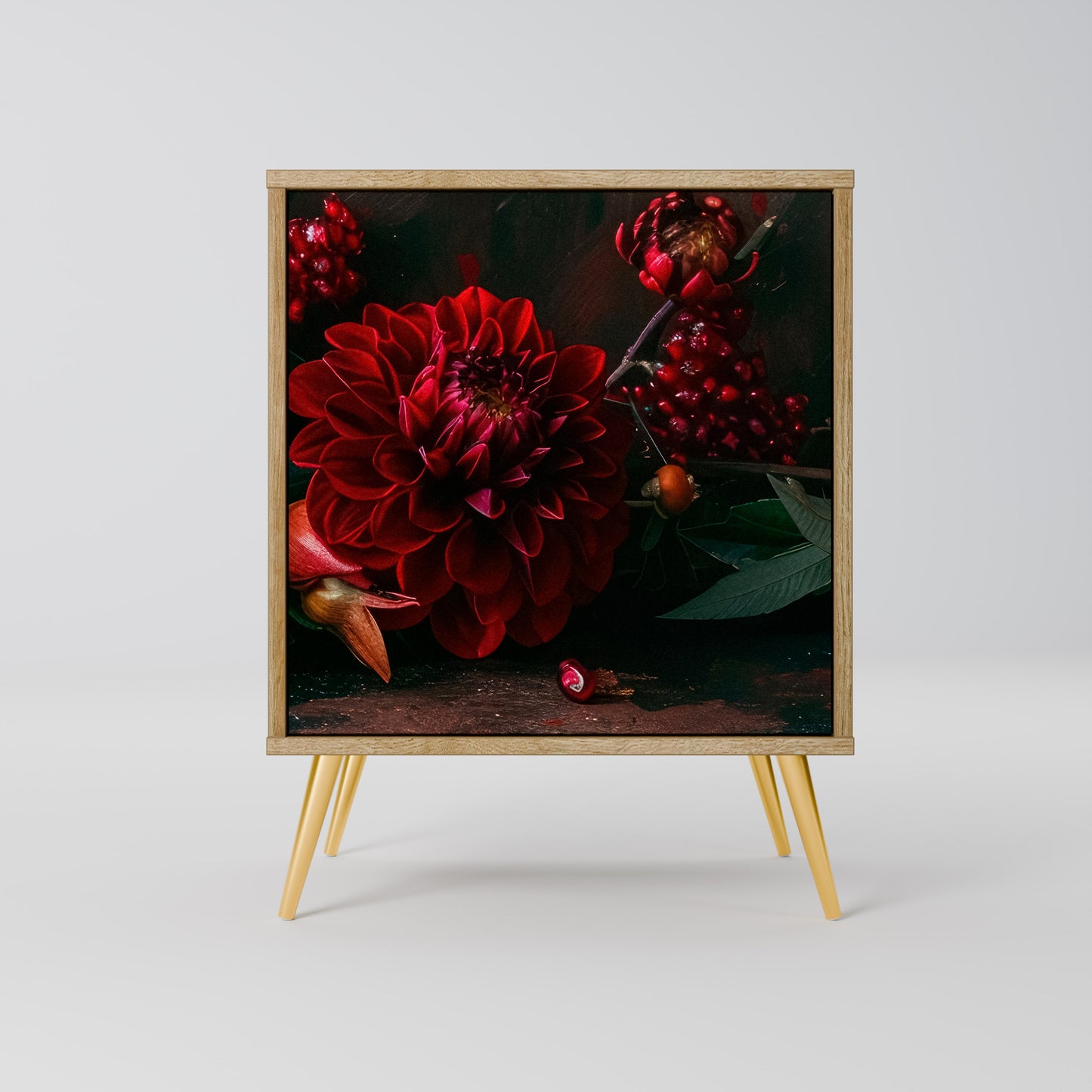 DAHLIAS AND POMEGRANATES Madia a 1 anta effetto rovere