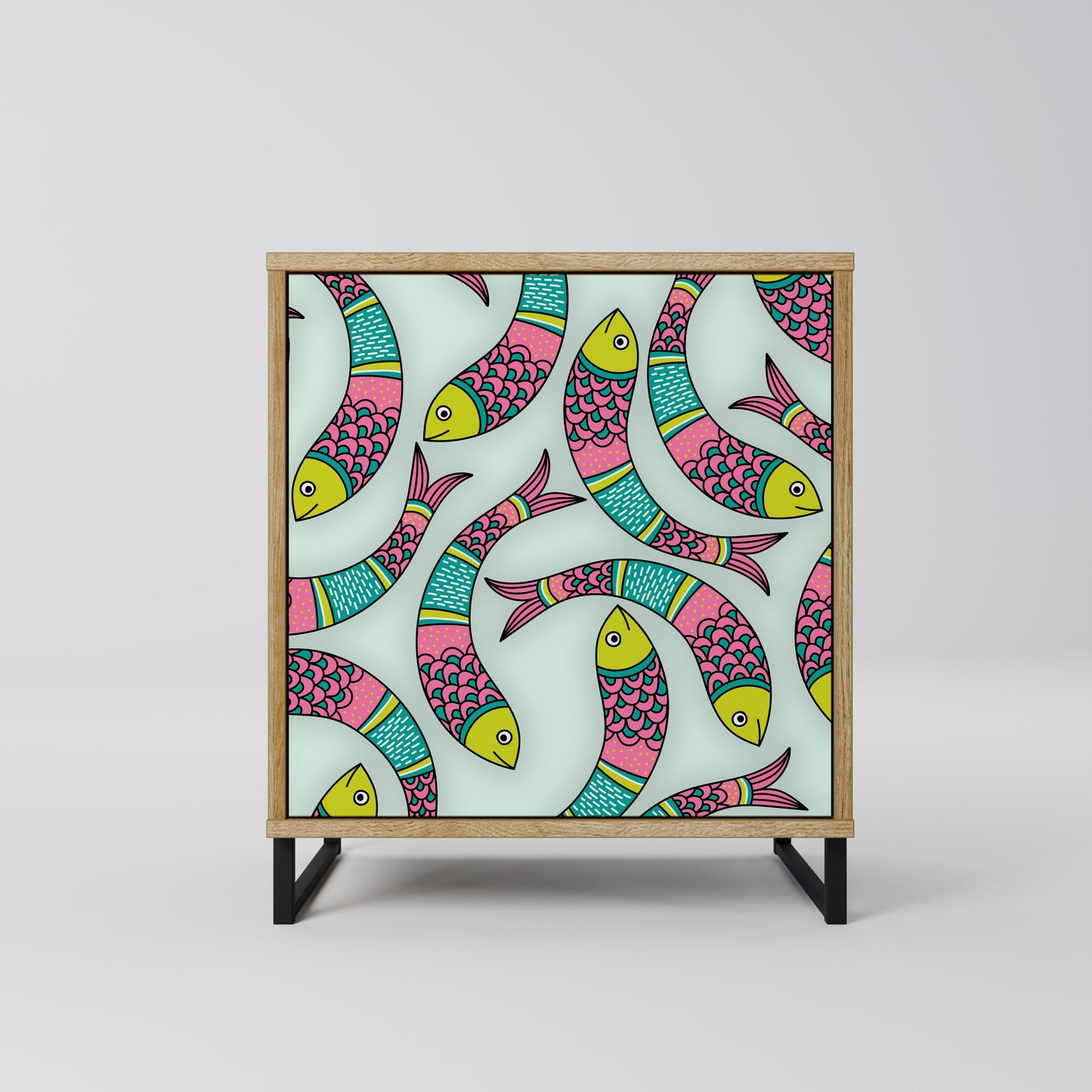 Credenza INDIAN FISH a 1 anta effetto rovere