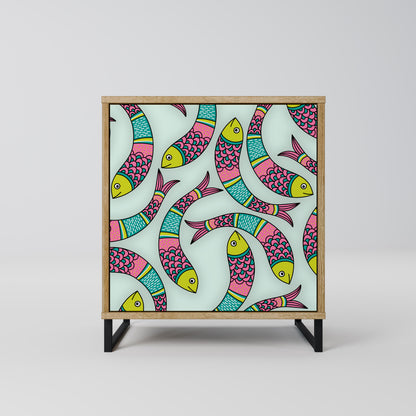 Credenza INDIAN FISH a 1 anta effetto rovere