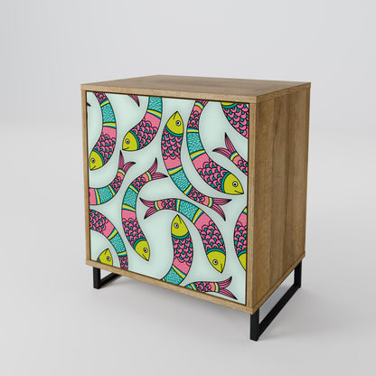 Credenza INDIAN FISH a 1 anta effetto rovere