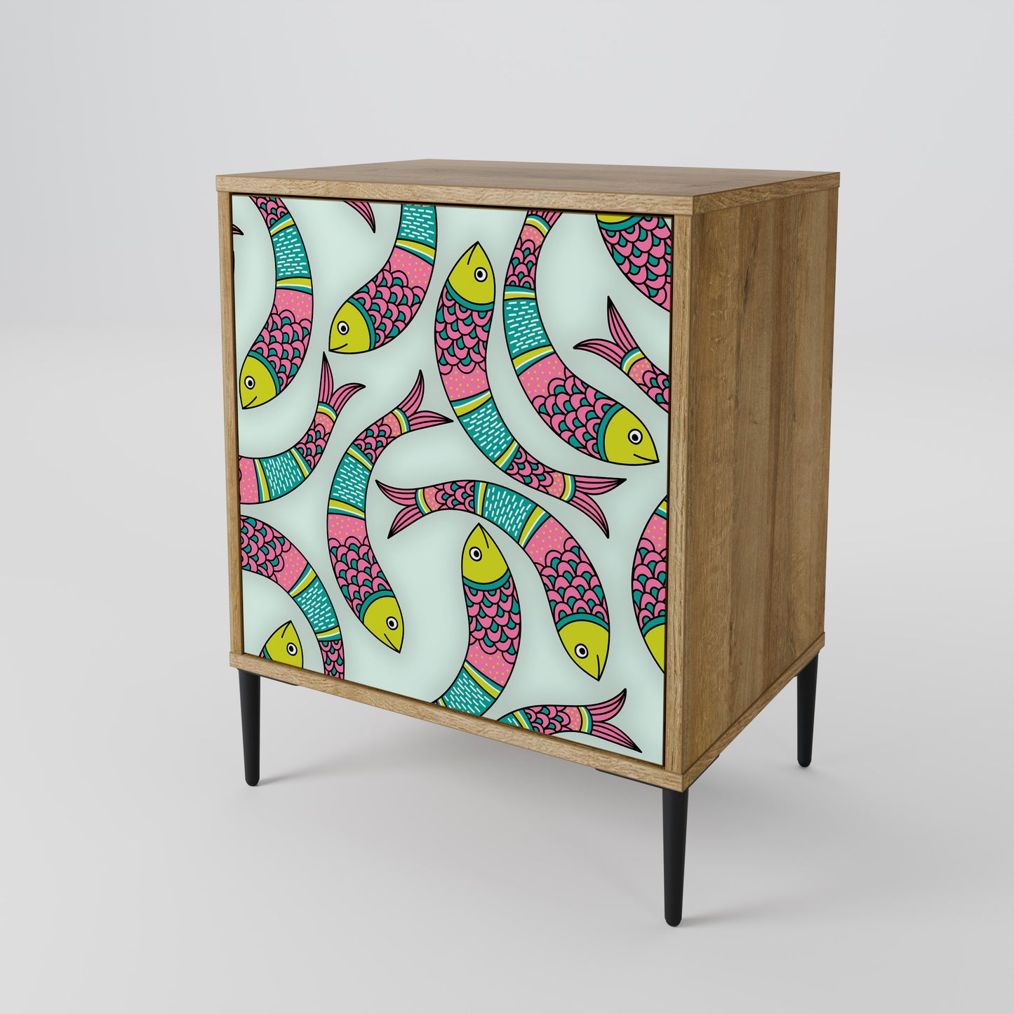 Credenza INDIAN FISH a 1 anta effetto rovere