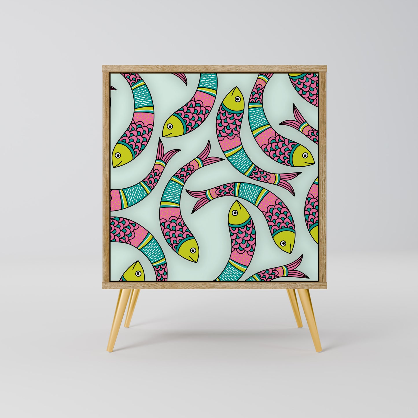 Credenza INDIAN FISH a 1 anta effetto rovere