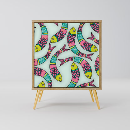 Credenza INDIAN FISH a 1 anta effetto rovere