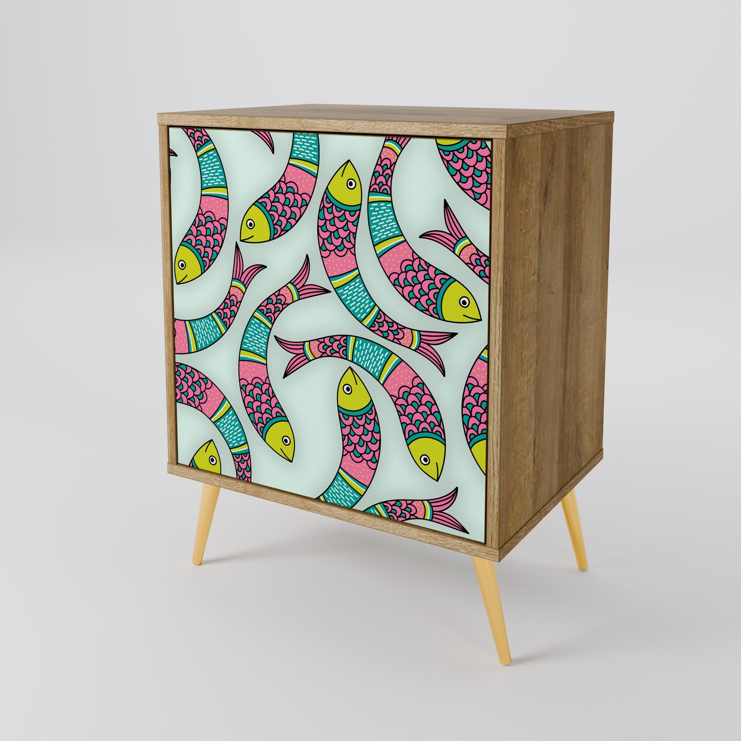 Credenza INDIAN FISH a 1 anta effetto rovere